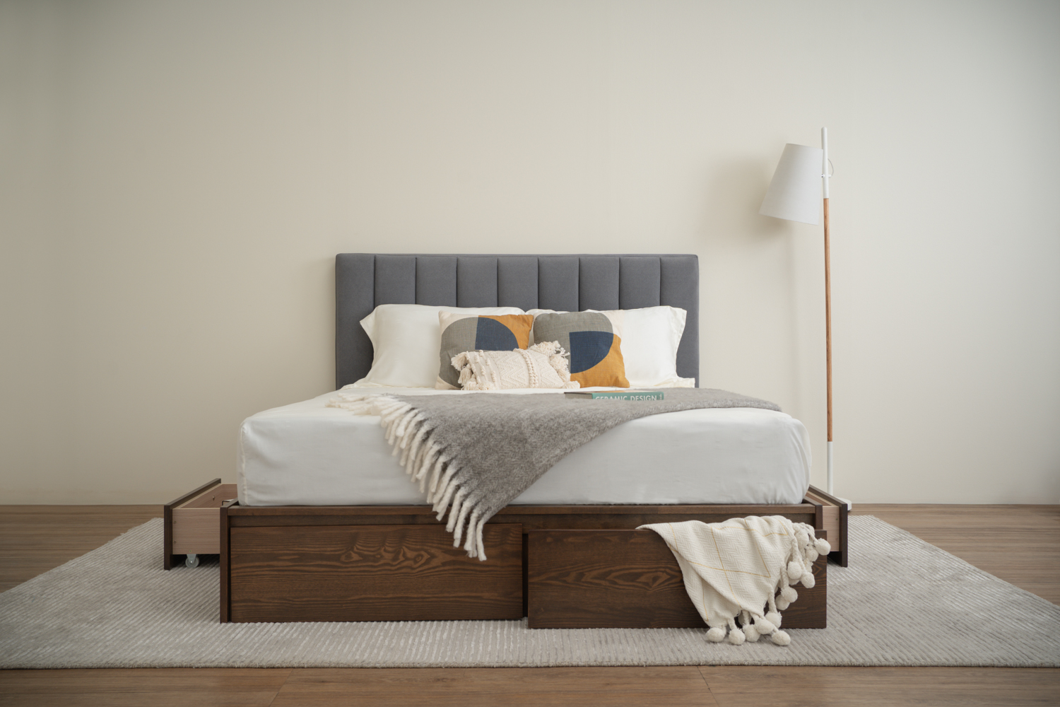 Mola Queen Bed With Storage 1900MM (Bed Panel) - Pet Friendly Fabric